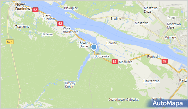 mapa Soczewka, Soczewka gmina Nowy Duninów na mapie Targeo
